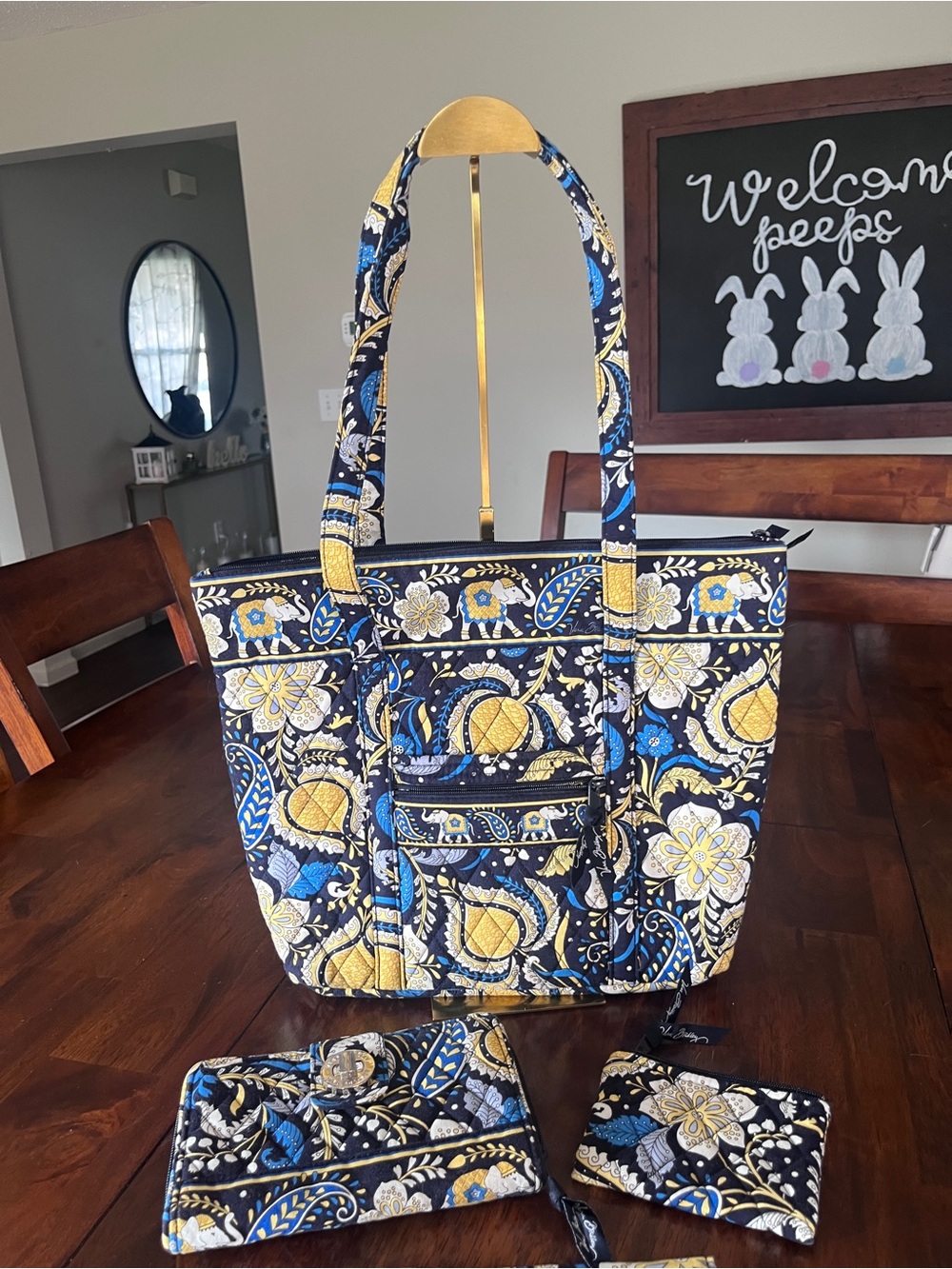Vera Bradley Ella Blue Tote, Turnlock wallet, coin pouch, checkbook cover lot